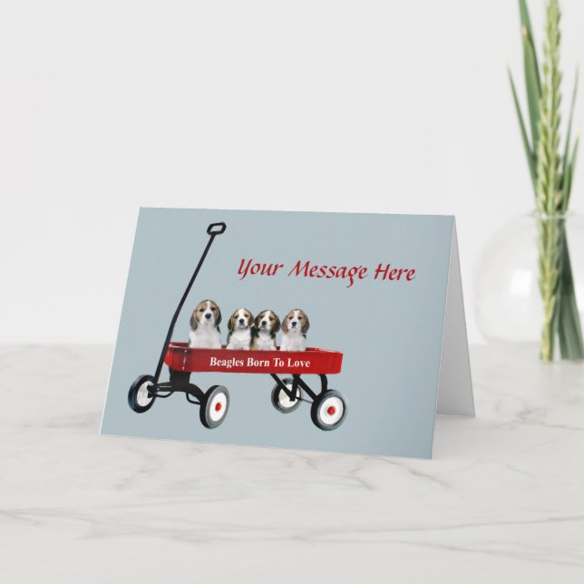 Beagles In Wagon Greeting Card (Front)