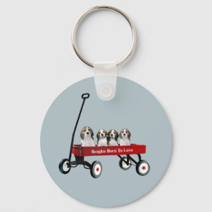Beagles In Wagon Keychain