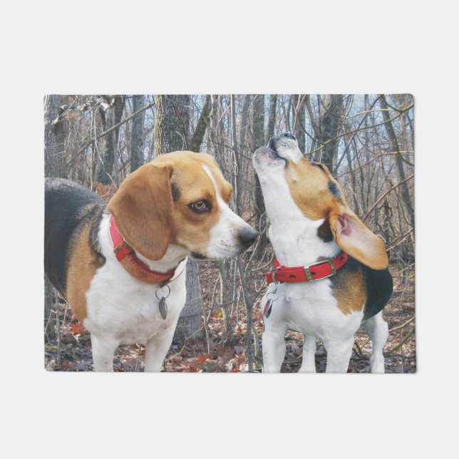 Beagles in Woods Door Mat (Front)