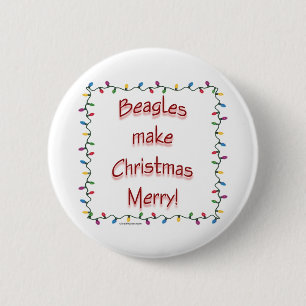 Beagles Make Christmas Merry - Button