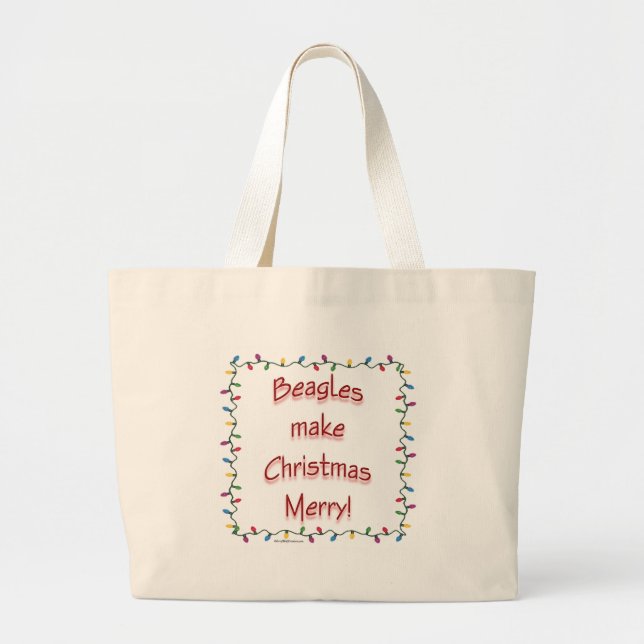 Beagles Make Christmas Merry Large Tote Bag (Front)