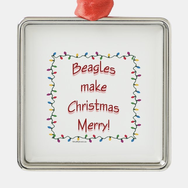 Beagles Make Christmas Merry  Metal Ornament (Front)