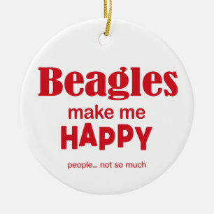 Beagles Make Me Happy Ceramic Ornament