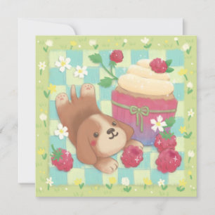 Beagle's Picnic Day with Raspberry Cupcake Holiday Card
