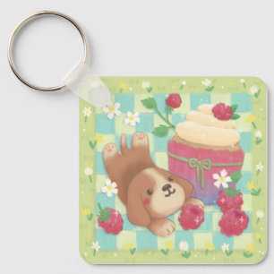 Beagle's Picnic Day with Raspberry Cupcake Key Ring