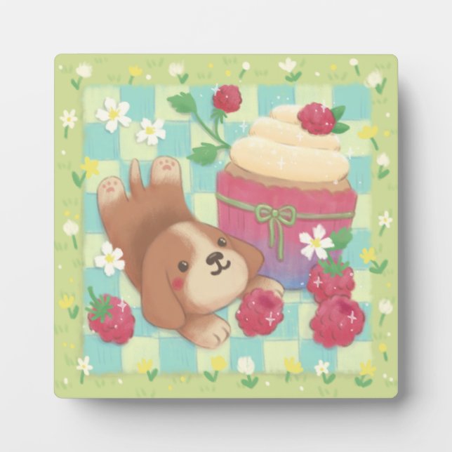 Beagle's Picnic Day with Raspberry Cupcake Plaque (Front)