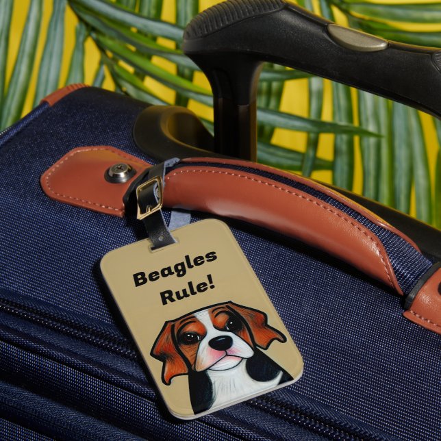 Beagles Rule - Cartoon Luggage Tag (Front Insitu 1)