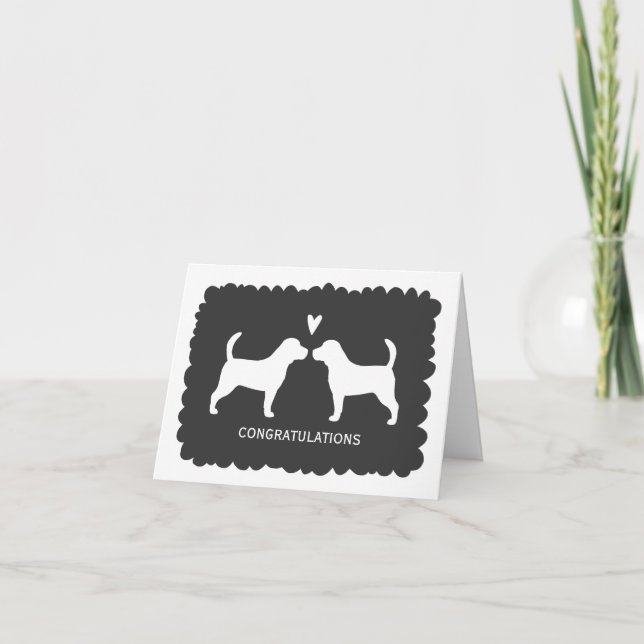 Beagles Wedding Dog Lover Congratulations Congrats Card (Front)