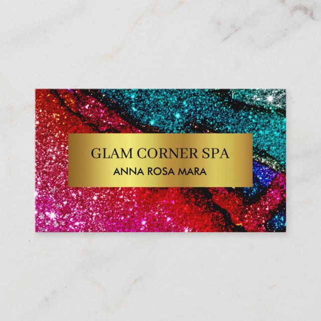 *~* Beaitu Luxury Glam Rainbow QR Glitter Glitz Business Card (Front)
