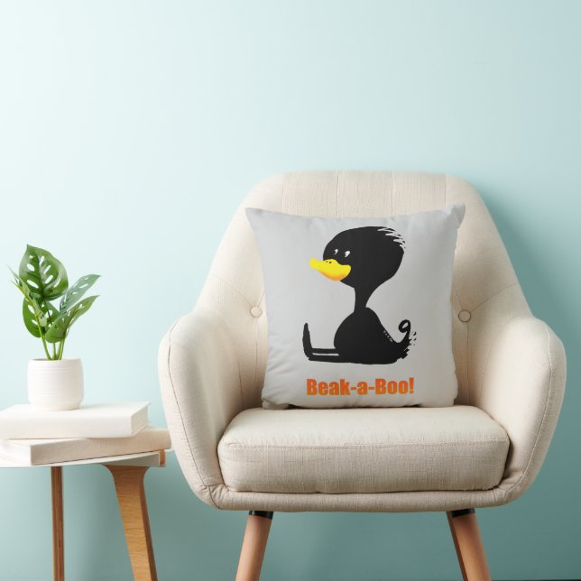Beak-a-Boo! Cute Cartoon Duck with Funny Pun Cushion (Chair)