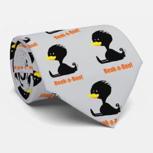 Beak-a-Boo! Cute Cartoon Duck with Funny Pun Tie