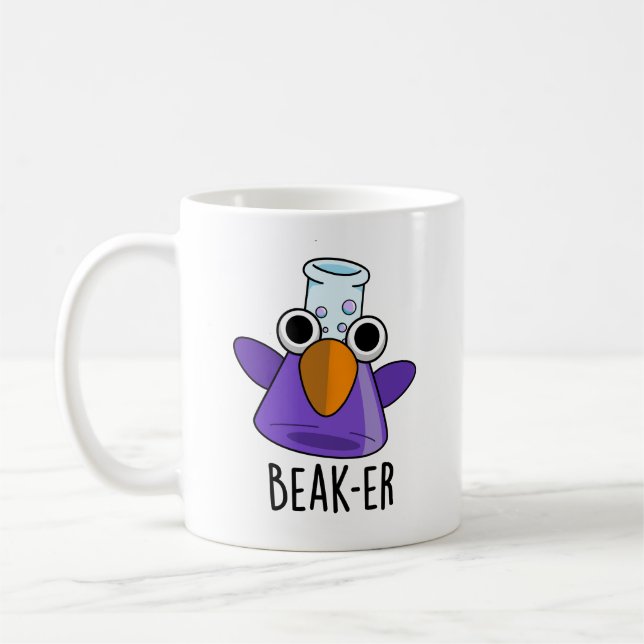 Beak-er Funny Chemistry Pun  Coffee Mug (Left)