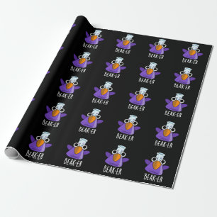 Beak-er Funny Chemistry Pun Dark BG Wrapping Paper