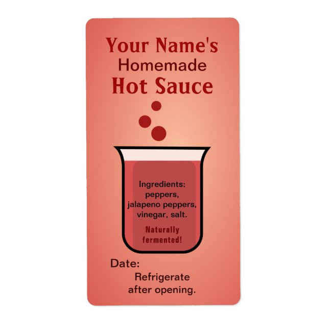 Beaker Personalized Hot Sauce Labels Template (Front)