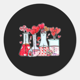 Beaker Test Tube Heart Laboratory Valentines Scien Classic Round Sticker