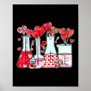 Beaker Test Tube Heart Laboratory Valentines Scien Poster