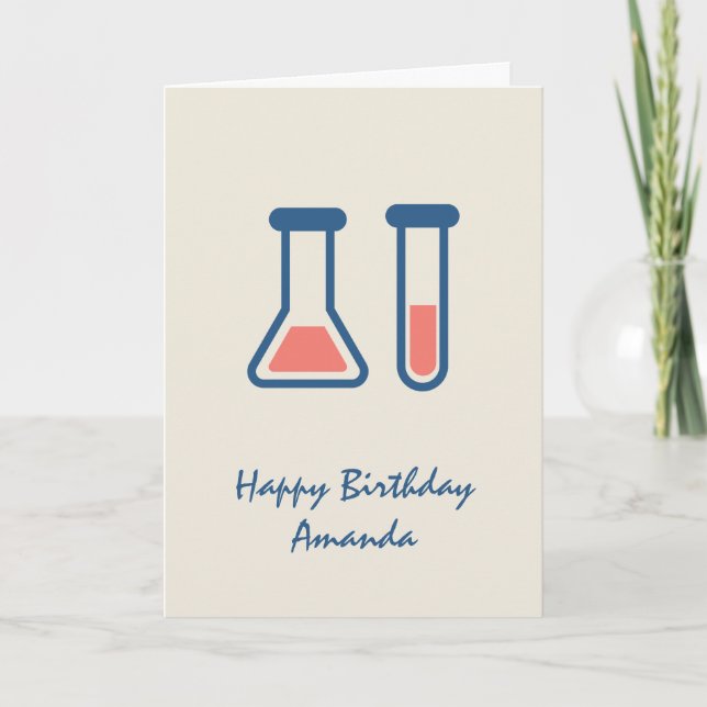 Beaker & Test Tube Science Themed Birthday Card (Front)