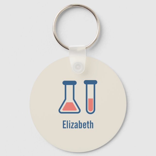  Beaker & Test Tube Science Themed Key Ring (Front)
