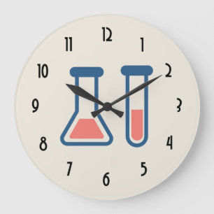 Beaker & Test Tube Science Themed Large Clock
