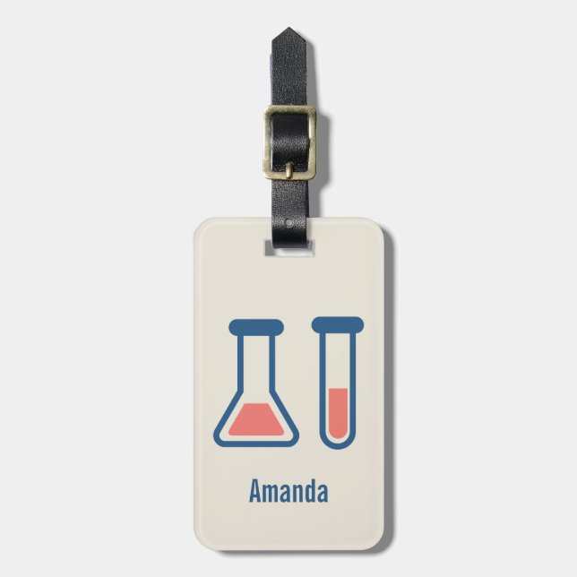  Beaker & Test Tube Science Themed Luggage Tag (Front Vertical)