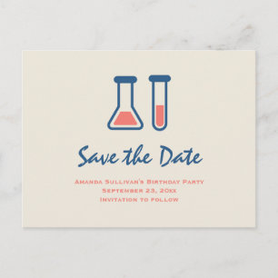 Beaker & Test Tube Science Themed Save the Date Invitation Postcard
