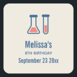 Beaker & Test Tube Science Themed Square Sticker<br><div class="desc">Birthday stickers with a cute drawing of a test tube and beaker. Perfect for science types.</div>