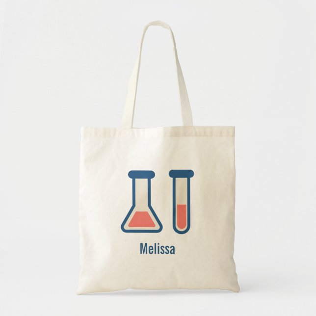 Beaker & Test Tube Science Themed Tote Bag (Front)