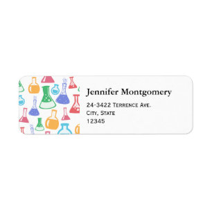 Beakers and Flasks Fun Science Pattern Address Return Address Label