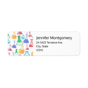 Beakers and Flasks Fun Science Pattern Address Return Address Label