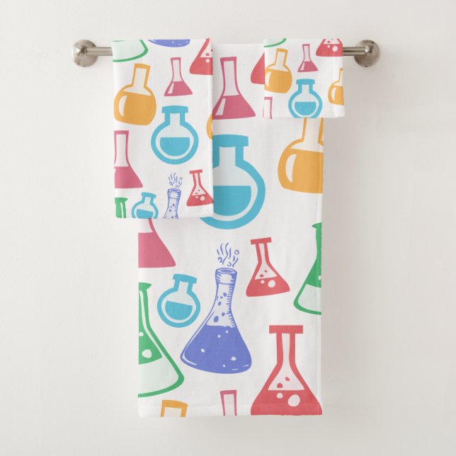 Beakers and Flasks Fun Science Pattern Bath Towel Set (Insitu)