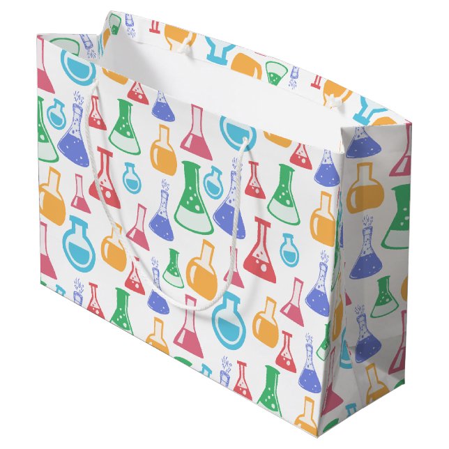 Beakers and Flasks Fun Science Pattern Large Gift Bag (Back Angled)