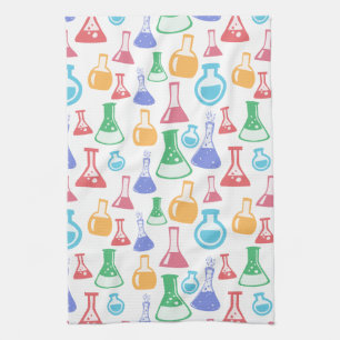 Beakers and Flasks Fun Science Pattern Tea Towel