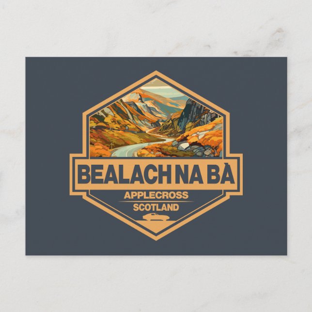Bealach na Bà Scotland Travel Art Badge Postcard (Front)