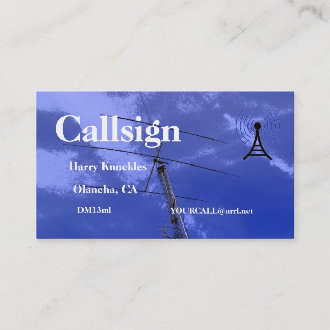 Beam and Tower Amateur Radio Call Sign Business Card (Front)