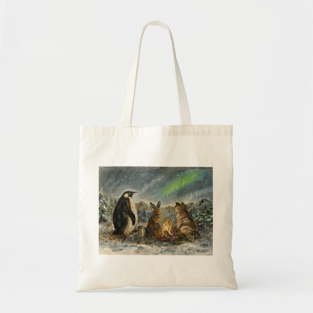 Beam Lingering Whimsical Aurora Animals Painting Tote Bag (Front)