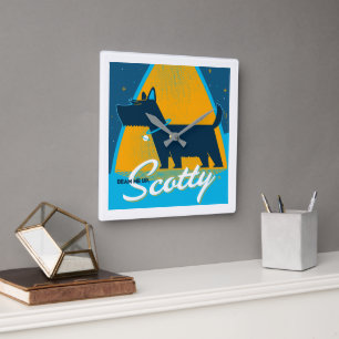Beam Me Up Scotty Square Wall Clock