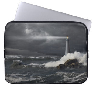 Beam of Light Shining into Stormy Ocean Laptop Sleeve