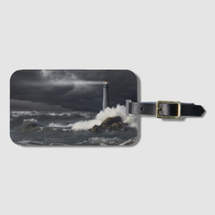 Beam of Light Shining into Stormy Ocean Luggage Tag
