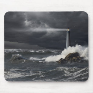 Beam of Light Shining into Stormy Ocean Mouse Pad