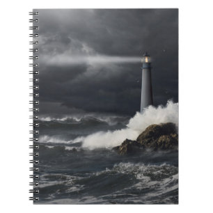 Beam of Light Shining into Stormy Ocean Notebook