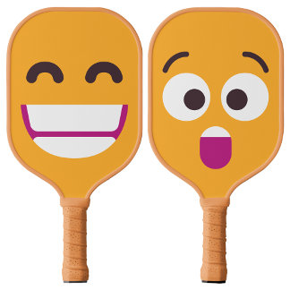 Beaming Face + Astonished Face Custom Colours Pickleball Paddle