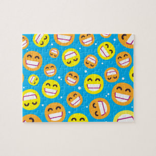 Beaming Face Smiling Eyes Cute Custom Colours Emoj Jigsaw Puzzle