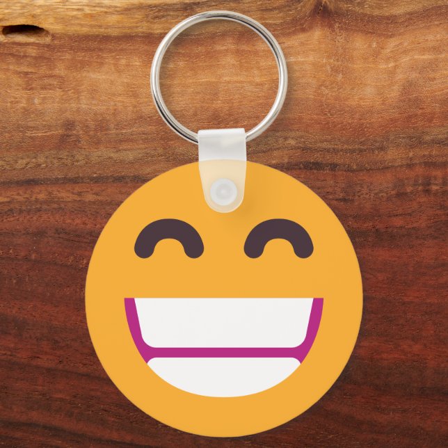 Beaming Face Smiling Eyes Cute Custom Colours Emoj Key Ring (Front)