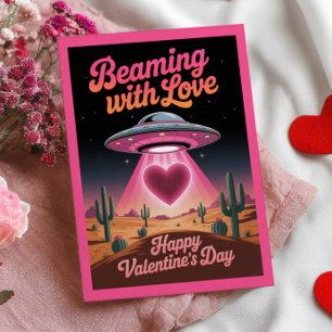 Beaming With Love UFO Pun Funny Valentine's Day  Postcard