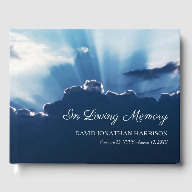 Beams of Light No Photo In Loving Memory Funeral Guest Book (Front)