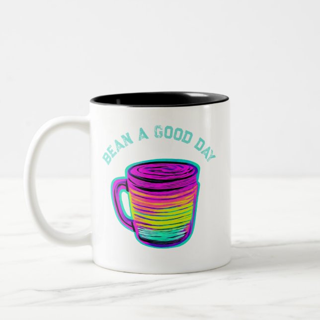 Bean a Good Day for Coffee Lovers  Two-Tone Coffee Mug (Left)