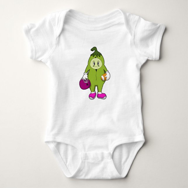 Bean at Football Sports Baby Bodysuit (Front)