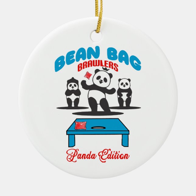 Bean Bag Brawlers - Panda Ceramic Ornament (Front)