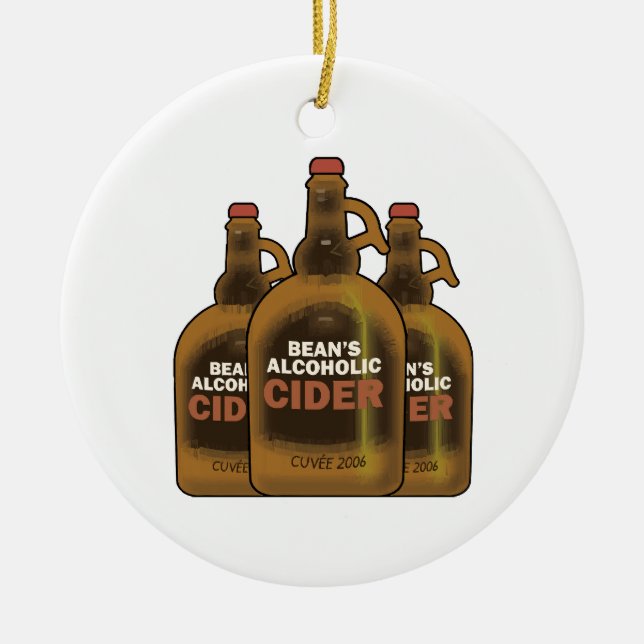 Bean Cider Ceramic Ornament (Front)