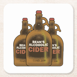 Bean Cider Square Paper Coaster